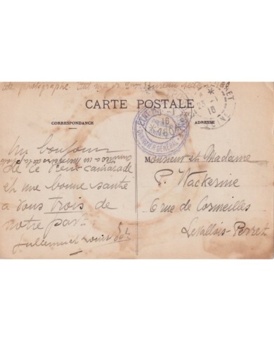 F-EX15917 FRANCE WWI 1916 MILITAR ETAT MAYOR SERVICE POSTAL.