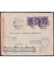 Z116 EGYPT 1945 WWII CENSORSHIP COVER TO SWITZERLAND VIA LISBOA PORTUGAL.