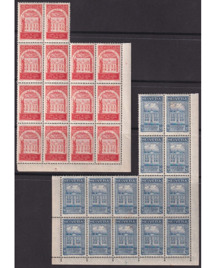 Z12 SWITZERLAND 1924 50th ANNIV UPU BLOCK ORIGINAL GUM.