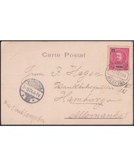Z131 FUNCHAL MADEIRA 1904 POSTCARD VIEW OF CITY TO GERMANY.