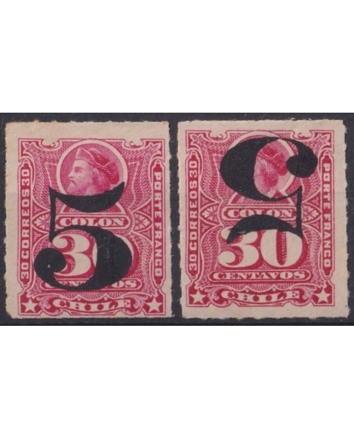 F-EX34492 CHILE 1900 MH COLUMBUS COLON INVERTED SURCHARGE.