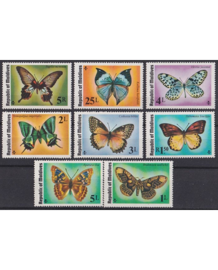 F-EX41462 MALDIVES IS 1975 MNH BUTTERFLIES MARIPOSAS INSECTS ENTOMOLOGY.
