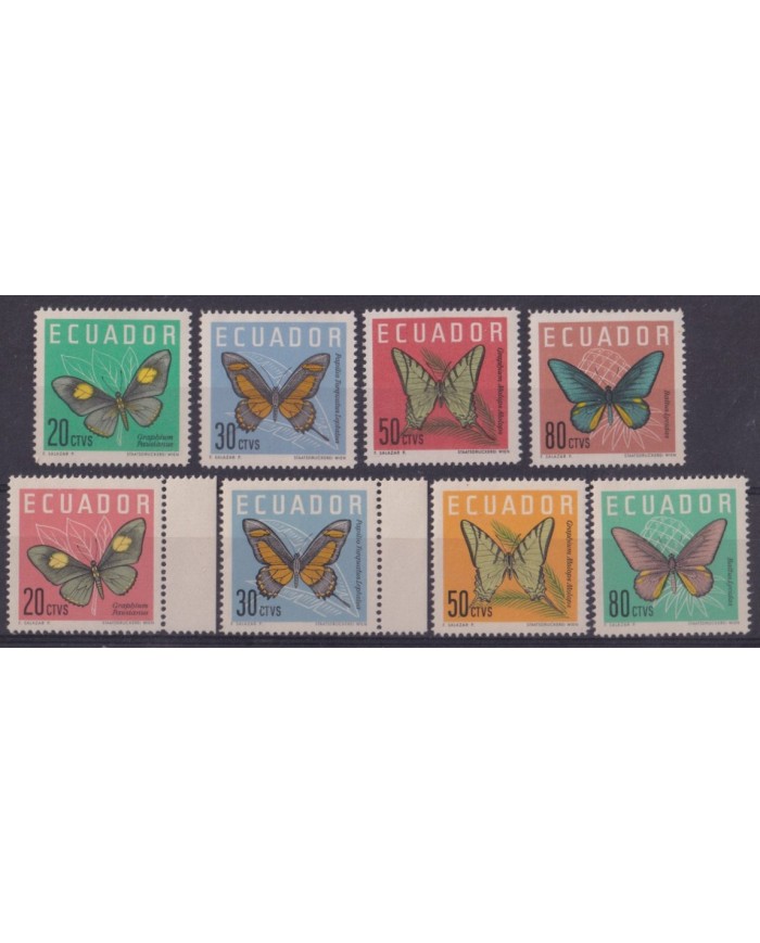 F-EX41435 ECUADOR 1961 MNH BUTTERFLIES MARIPOSAS PAPILLON INSECTS ENTOMOLOGY.