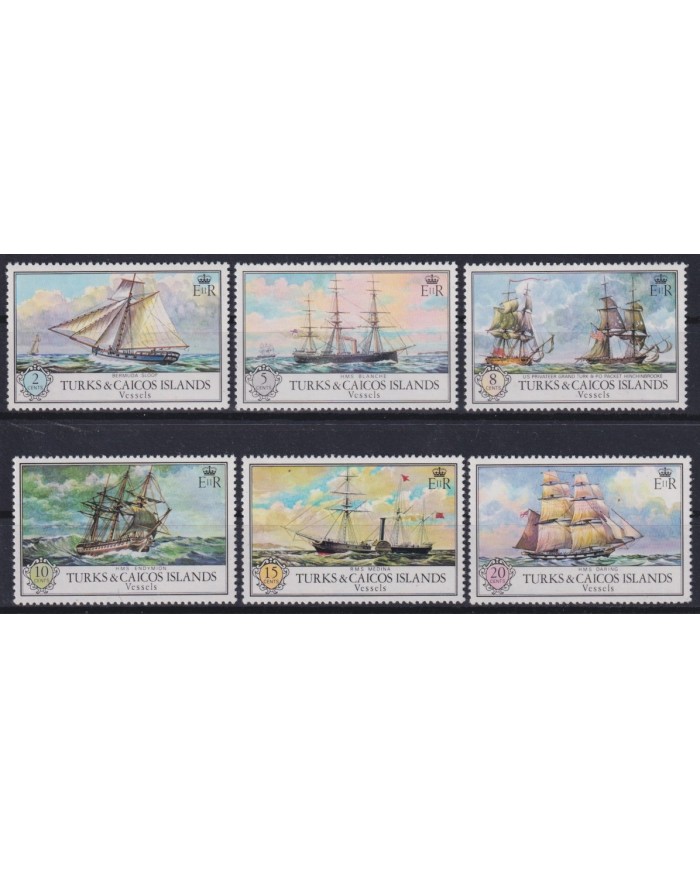 F-EX41574 TURK & CAICOS MNH OLD HISTORIC HMS SHIP BARCOS,