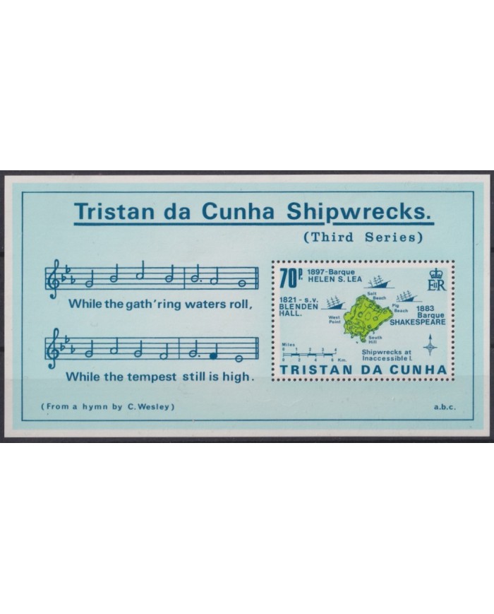 F-EX41696 TRISTAN DA CUNHA MNH 1986 MUSIC SOUNG SHIPWRECKS SHIP BARCOS.