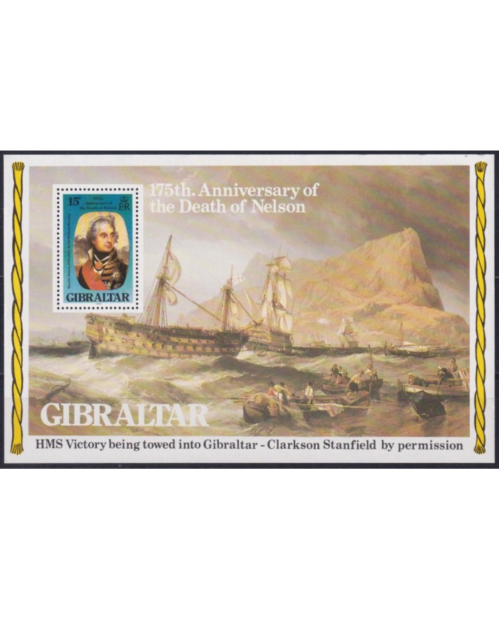 F-EX40522 GIBRALTAR MNH 1980 175th ANNIV DEATH LORD NELSON HMS VICTORY SHIP BARCOS.