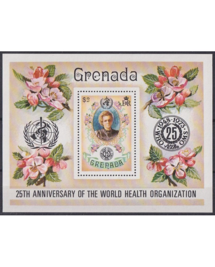 F-EX41644 GRENADA MNH 1973 25th ANNIV OMS HEALTH ORGANIZATION FLORES FLOWERS.