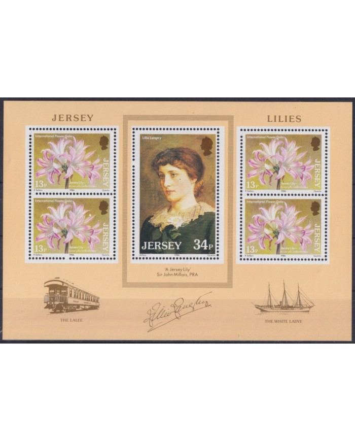 F-EX41717 JERSEY UK ENGLAND MNH 1986 LILIES MILLAIS ART PAINTING FLORES FLOWERS.