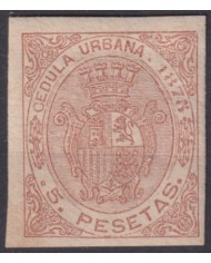 F-EX41726 PUERTO RICO SPAIN ESPAÑA 1875 5 ptas REVENUE CEDULA URBANA IMPERF PROOF.