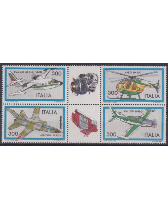 F-EX41746 ITALY MNH 1982 AIRPLANE AVION HELICOPTER.