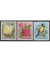 F-EX41442 YUGOSLAVIA MNH 1974 PTT BIRD AVES PAJAROS FLOWER BUTTERFLIES.