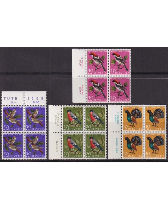 F-EX41772 SWITZERLAND MNH 1968 BLOCK 4 PRO JUVENTUTE BIRD AVES PAJAROS.