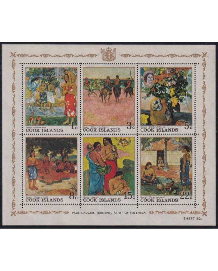 F-EX40486 COOK IS MNH 1967 ART PAINTING PAUL GAUGUIN POLYNESIA WOMAN.