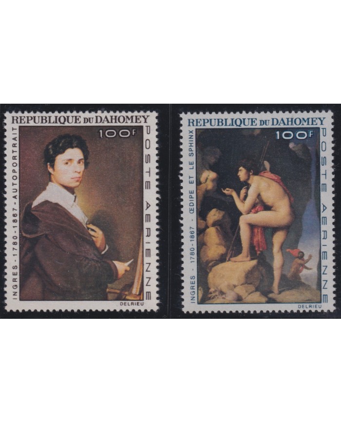 F-EX41526 DAHOMEY MNH 1967 ART PAINTING INGRES EDIPO & SPHINX AUTOPORTRAIT.