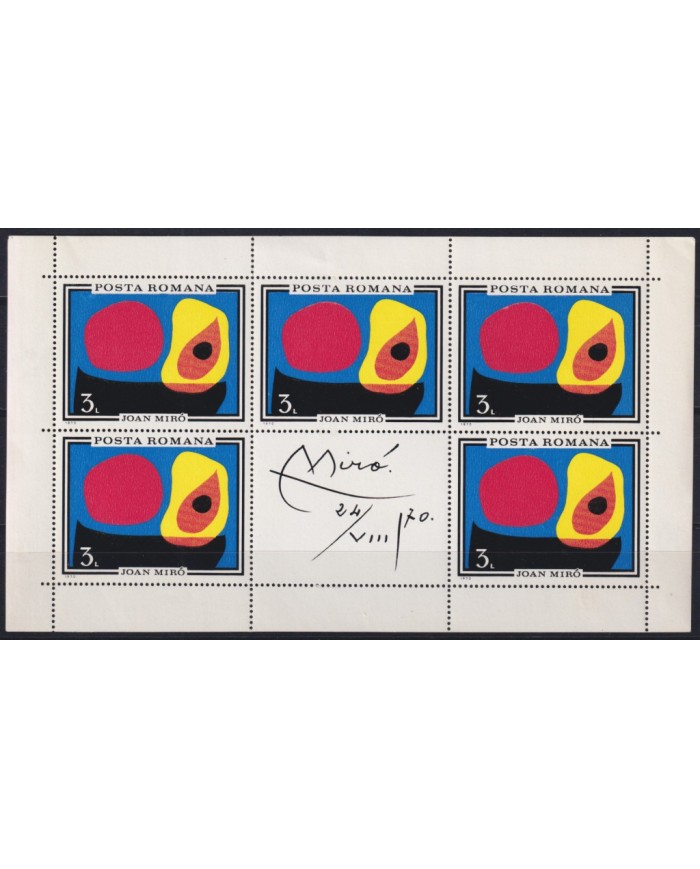 F-EX40627 RUMANIA MNH 1970 ART PAINTING JOAN MIRO MINI SHEET.