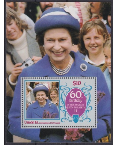 F-EX41621 UNION IS MNH 1986 ROYAL FAMILY 60 BIRTHDAY OF QUEEN ELIZABETH.
