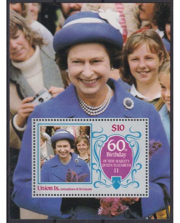 F-EX41621 UNION IS MNH 1986 ROYAL FAMILY 60 BIRTHDAY OF QUEEN ELIZABETH.