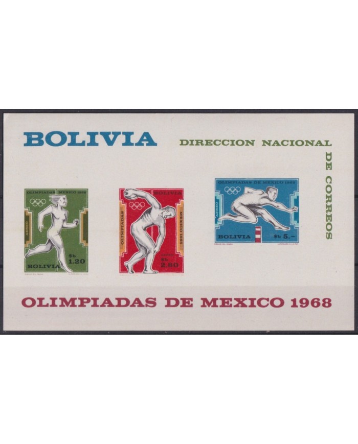 F-EX41608 BOLIVIA MNH 1968 MEXICO OLYMPIC GAMES ATHLETISM EQUESTRIAN SHUTTING.