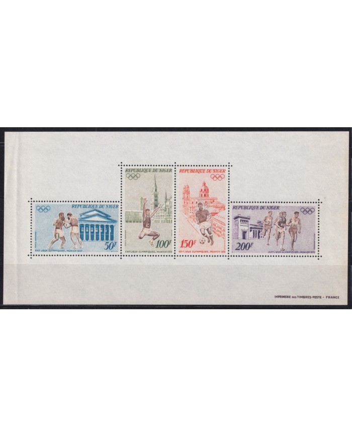 F-EX40534 NIGER MNH 1972 MUNICH OLYMPIC GAMES ATHLETISM FOOTBALL SOCCER BOXING.