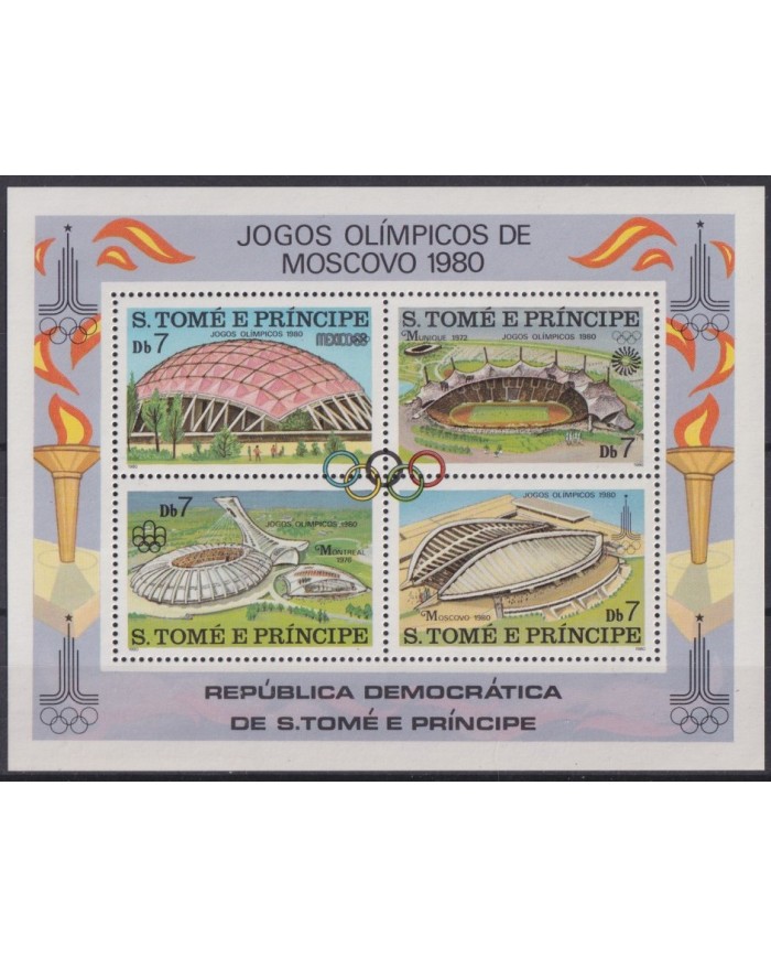 F-EX41675 SAO TOME I PRINCIPE MNH 1980 MOCOW OLYMPIC GAMES STADIUM.