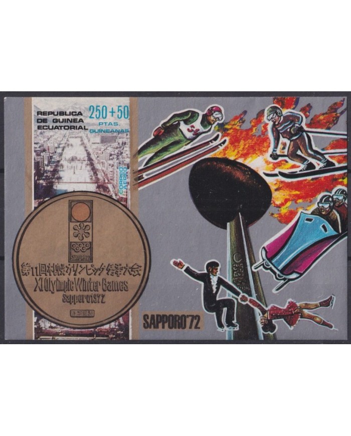 F-EX41740 GUINEA EQUATORIAL MNH 1972 SAPPORO WINTER OLYMPIC GAMES SKI SKITING.