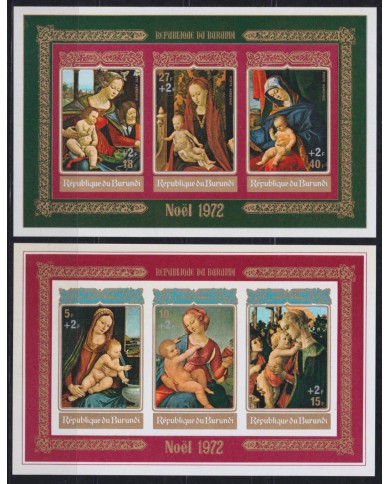 F-EX40496 BURUNDI MNH 1972 CHRISTMAS NAVIDAD ART PAINTING IMPERFORATED SHEET.