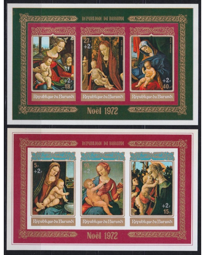 F-EX40496 BURUNDI MNH 1972 CHRISTMAS NAVIDAD ART PAINTING IMPERFORATED SHEET.