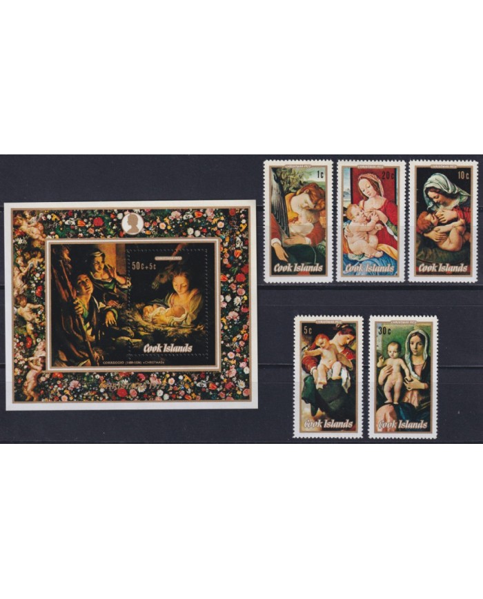 F-EX40488 COOK IS MNH 1972 CHRISTMAS NAVIDAD ART PAINTING CORREGGIO.