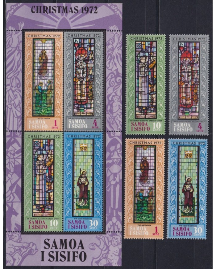 F-EX40489 SAMOA MNH 1972 CHRISTMAS NAVIDAD ART PAINTING GLASS VITRALES.