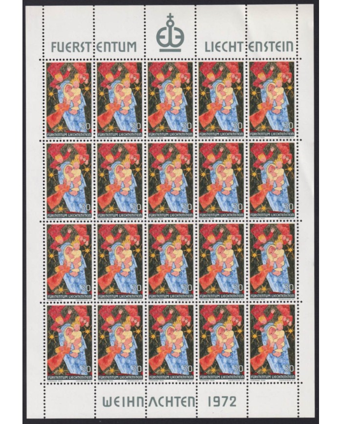 F-EX40499 LIECHTENSTEIN MNH 1972 CHRISTMAS NAVIDAD CHILDREN DRAWING SHEET.