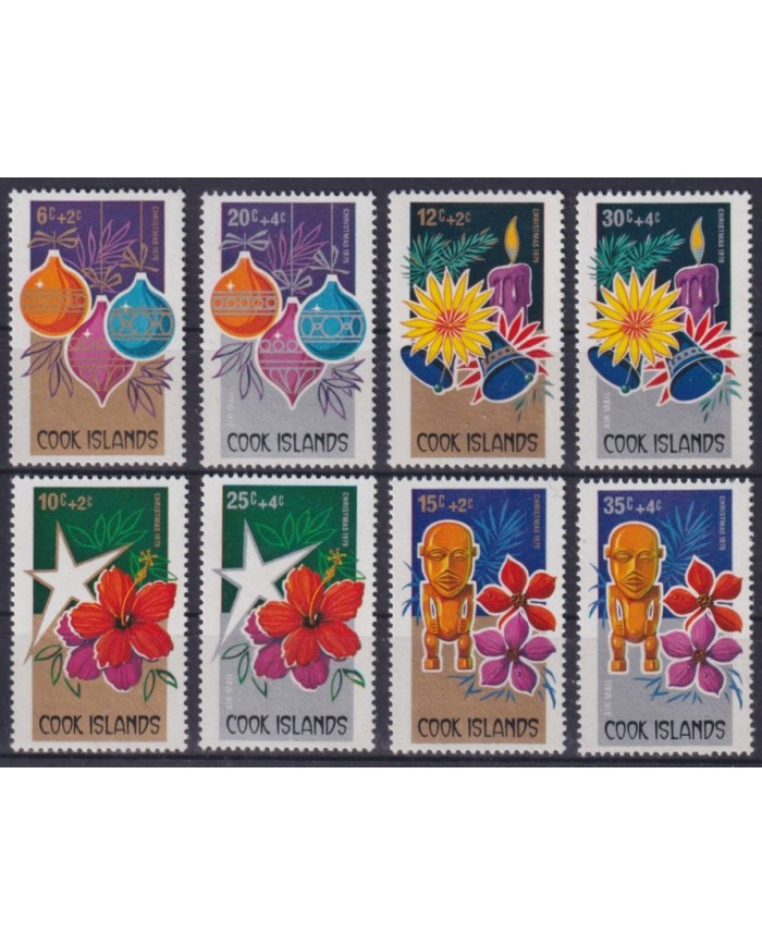 F-EX41555 COOK MNH 1979 CHRISTMAS NAVIDAD FLOWER & IDOL DRAWING.