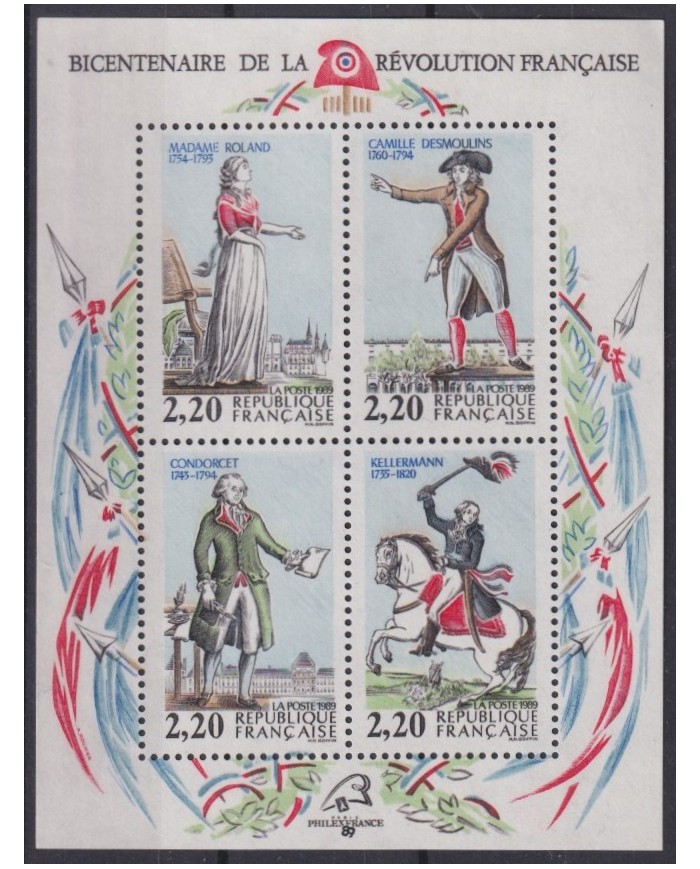 F-EX41612 FRANCE MNH 1989 BICENTENARY OF FRENCH REVOLUTION.
