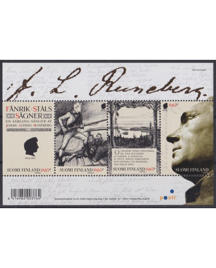 F-EX41787 FINLAND SOUMI MNH 2004 ART FANRIK STALS SAGNER RUNEBERG.