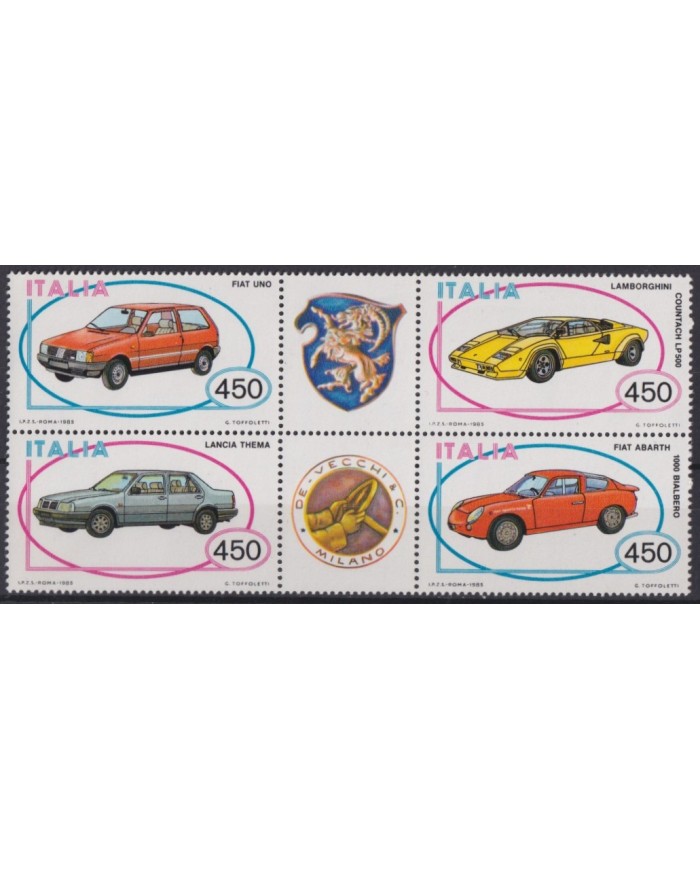 F-EX41762 ITALY MNH 1985 HISTORIC AUTO AUTOMOVIL FIAT LAMBORGHINI LANCIA.