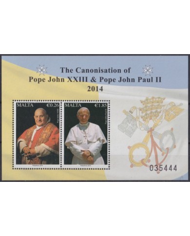 F-EX41634 MALTA MNH 2014 CANONISATION POPE JOHN XXIII & JOHN PAUL II.