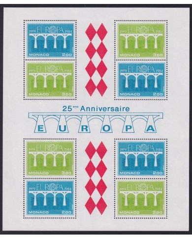 F-EX40639 MONACO MNH 1984 SPECIAL SHEET 25th ANNIV EUROPA EUROPE BRIDGE.