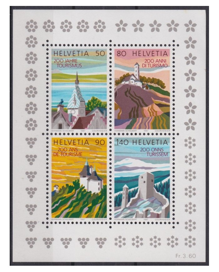 F-EX41667 SWITZERLAND SUISSE MNH 1987 200th ANNIV TOURIM ARCHITECTURE BUILDING.
