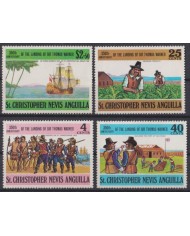 F-EX42033 ST CHRISTOPHER NEVIS ANGUILLA MNH 1973 350th LANDING WARNER SHIP BARCOS.