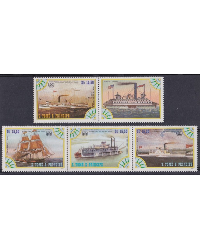 F-EX42069 SAO TOME I PRINCIPE MNH 1984 25th ANNIV RIVER SHIP BARCOS.