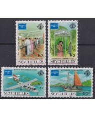 F-EX41977 SEYCHELLES MNH 1986 AMERIPEX´86 AVION AIRPLANE TELEPHON SHIP BARCOS.