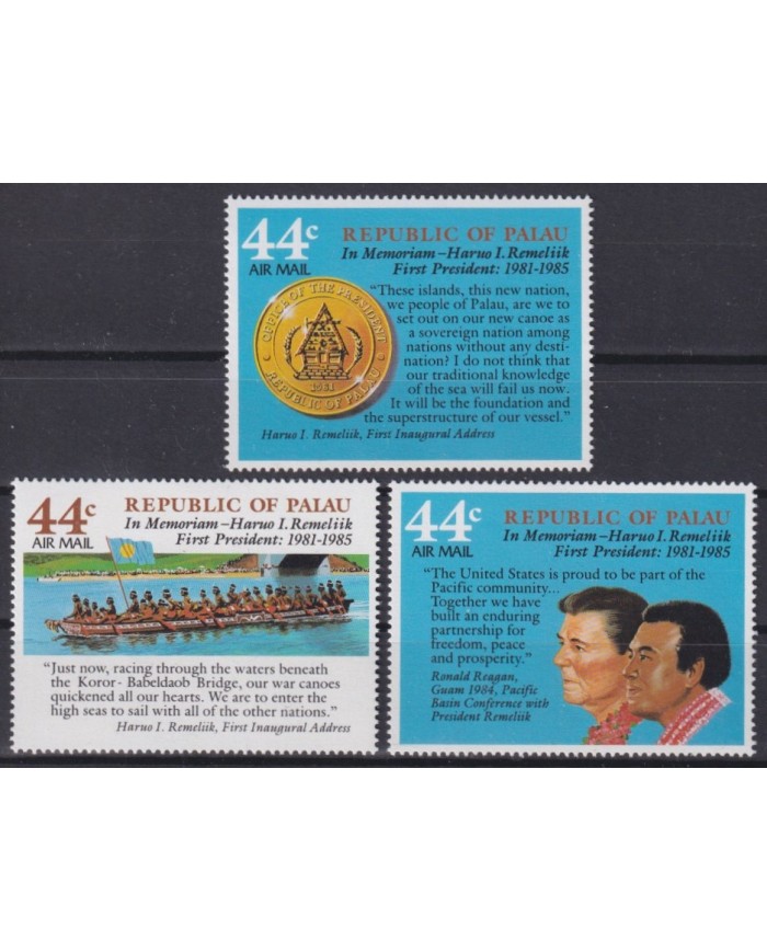 F-EX42169 PALAU MNH 1986 IN MEMORIAN FIRST PRESIDENT CANOES SHIP BARCOS.