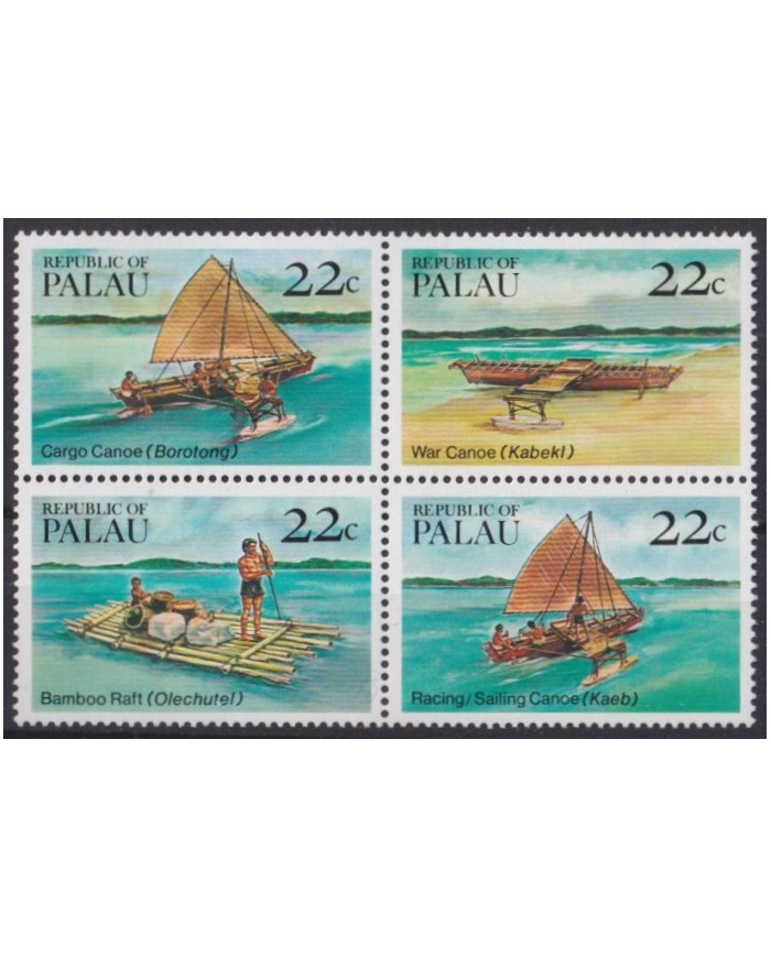 F-EX42166 PALAU MNH 1985 TRADITIONAL CANOES RACING CANOES SHIP BARCOS.