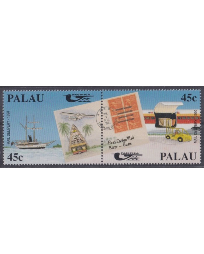 F-EX42186 PALAU MNH 1990 MAIL DELIVERY POSTAL HISTORY SHIP BARCOS.