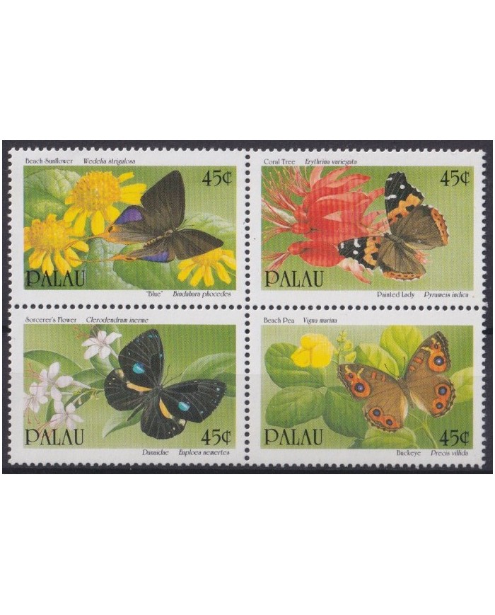 F-EX42183 PALAU MNH 1990 BUTTERFLIES PAPILLON INSECTS ENTHOMOLOGY MARIPOSAS.