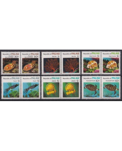 F-EX42022 PALAU MNH MARINE WILDLIFE PAIR SHELL SNAIL COTUPUS CORAL REEF.