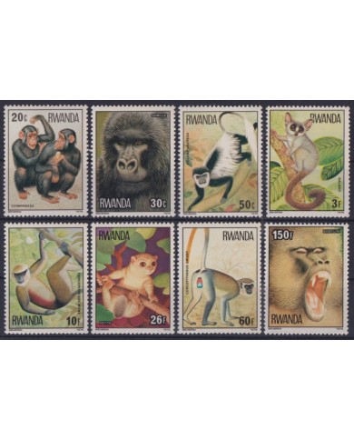 F-EX42058 RWANDA MNH 1975 MONKEY BABOUIN CHIMPANCES ORANGURAN GORILE.