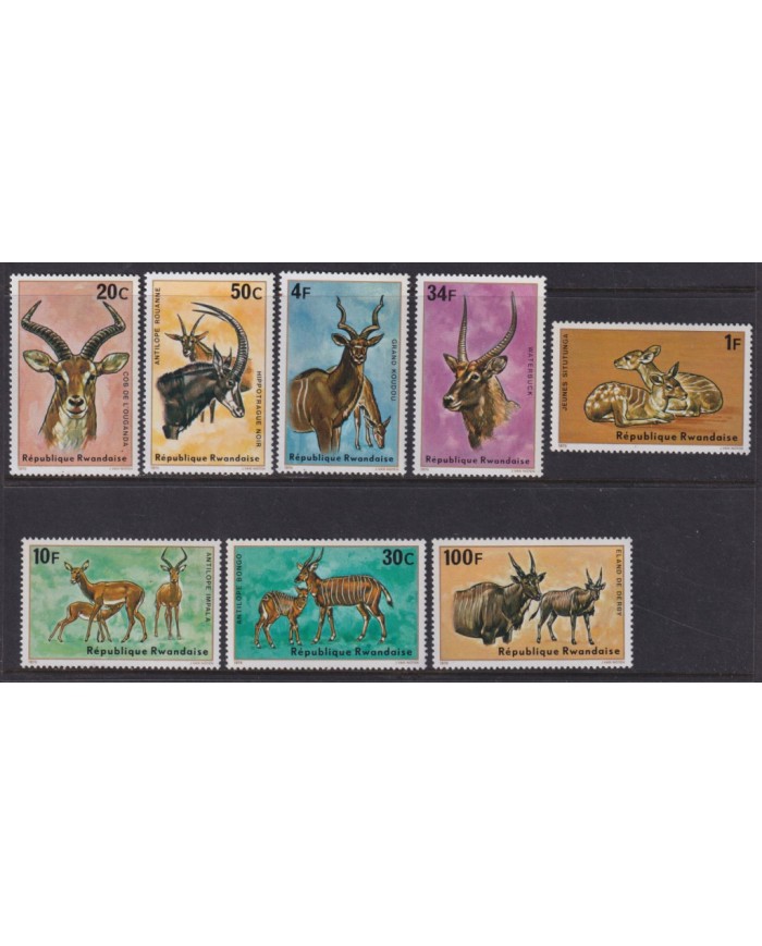 F-EX42041 RWANDA MNH 1975 ANTELOPE COB KOUDOU SITUTUNGA ELAND DERBY.