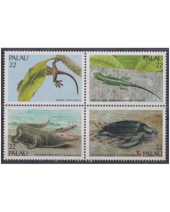 F-EX42170 PALAU MNH 1986 GECKO LIZARD  CROCODILE TURTLE SKINK.