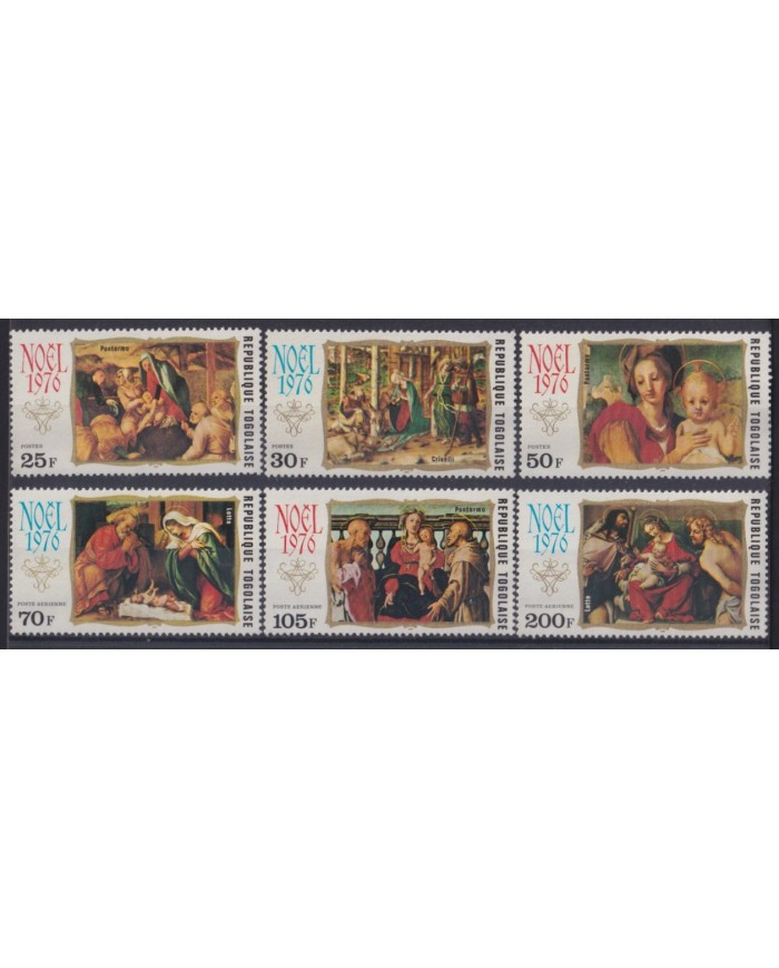 F-EX42130 TOGO MNH 1976 CHRISTMAS NAVIDAD ART PAINTING CRIVELLI PONTORMO LOTTO.