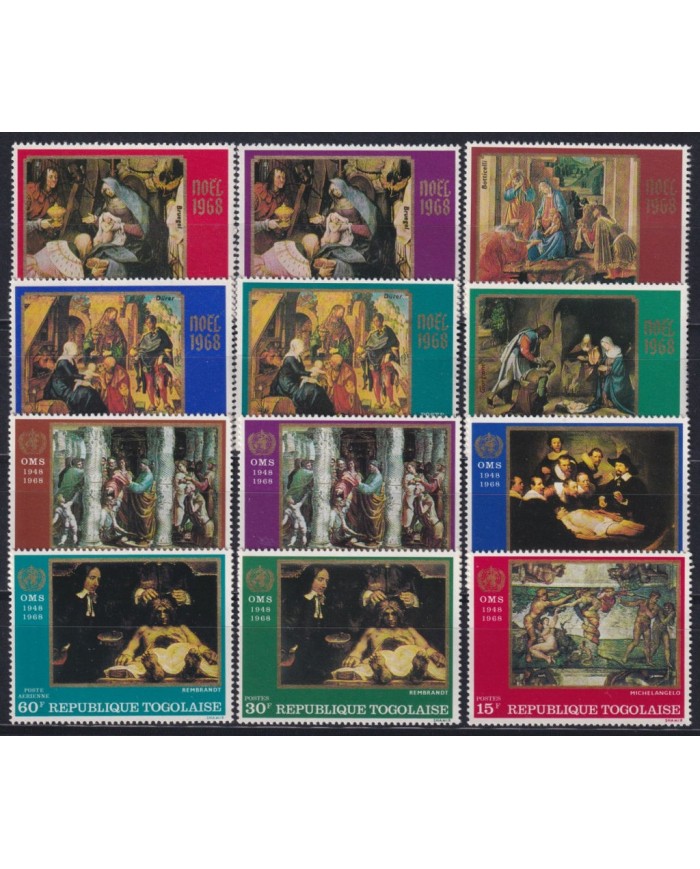 F-EX41833 TOGO MNH 1968 CHRISTMAS NAVIDAD ART PAINTING REMBRANDT DURER BRUEGEL.